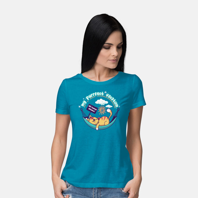 Purrfect Vacation-womens basic tee-erion_designs