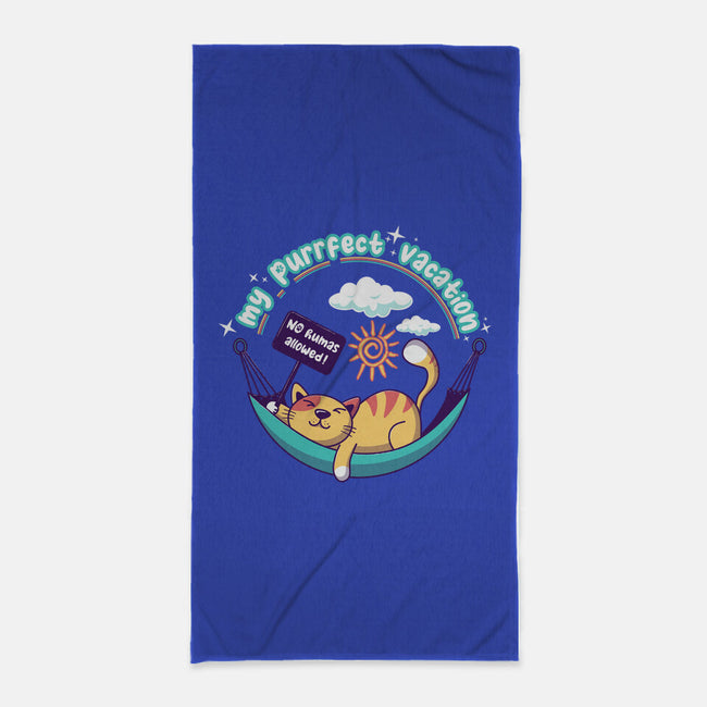 Purrfect Vacation-none beach towel-erion_designs