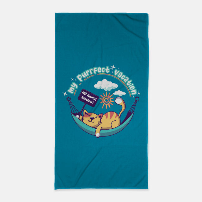 Purrfect Vacation-none beach towel-erion_designs