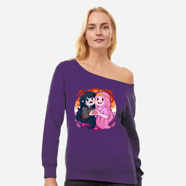 Vampire And Princess-womens off shoulder sweatshirt-Zaia Bloom