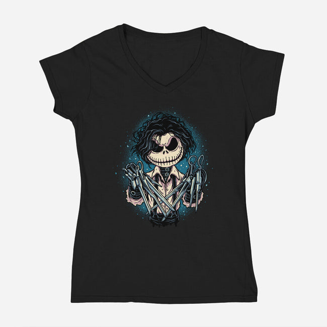 Nightmare About Scissors-womens v-neck tee-momma_gorilla