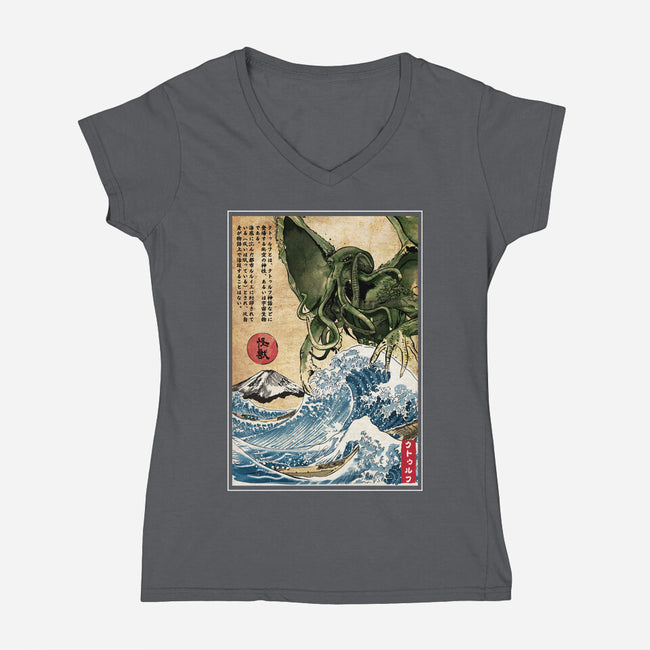 Great Old One In Japan-womens v-neck tee-DrMonekers