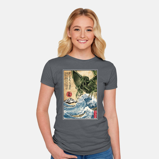 Great Old One In Japan-womens fitted tee-DrMonekers