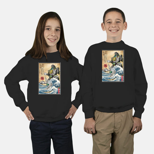 Dragonzord In Japan-youth crew neck sweatshirt-DrMonekers