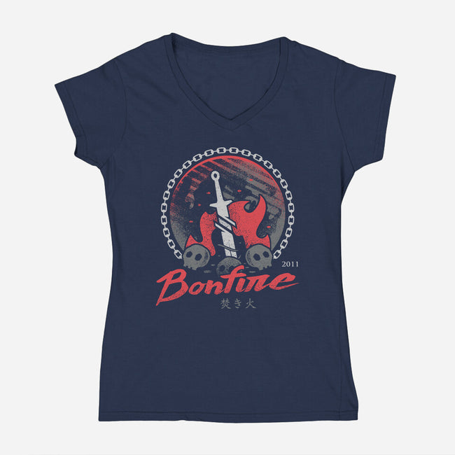 Bonfire Moonlight-womens v-neck tee-Logozaste