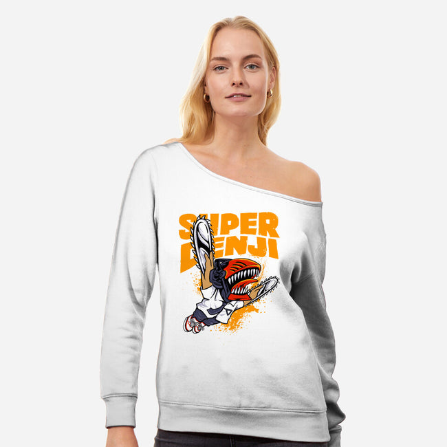 Flying Chainsawman-womens off shoulder sweatshirt-spoilerinc