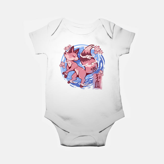 Sky Flower Fox-baby basic onesie-TechraNova