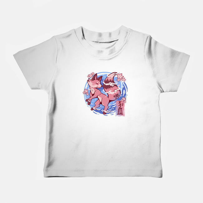 Sky Flower Fox-baby basic tee-TechraNova