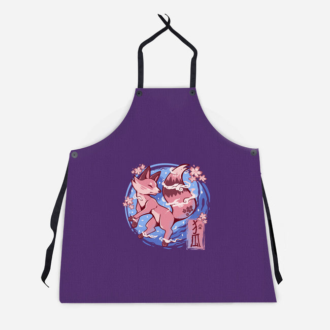 Sky Flower Fox-unisex kitchen apron-TechraNova