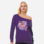 Sky Flower Fox-womens off shoulder sweatshirt-TechraNova