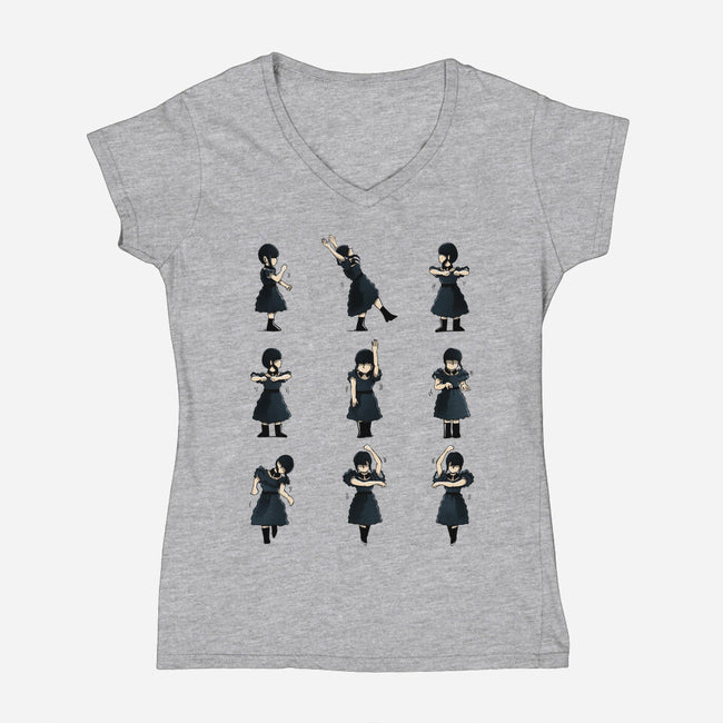 Freaky Dance-womens v-neck tee-Vallina84