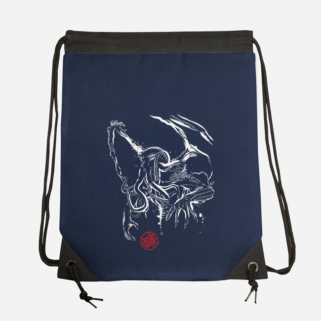 The Great Cthulhu-none drawstring bag-DrMonekers
