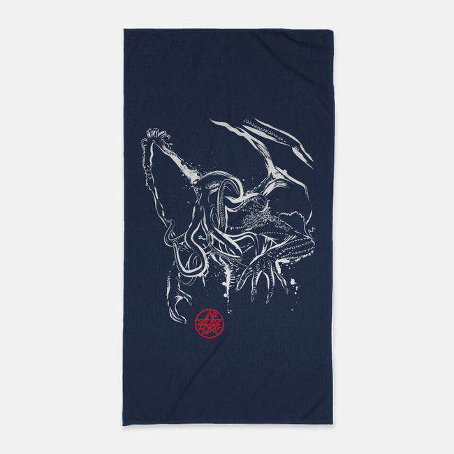 The Great Cthulhu-none beach towel-DrMonekers