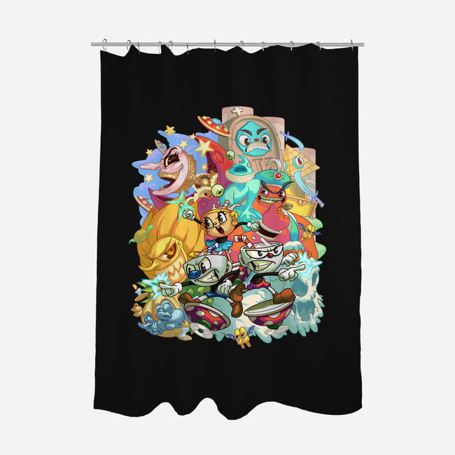 Cuphead Party-none polyester shower curtain-Ca Mask