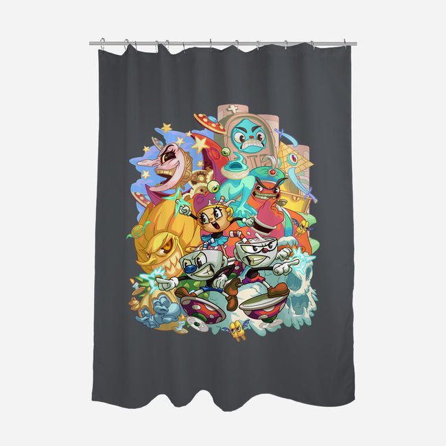 Cuphead Party-none polyester shower curtain-Ca Mask