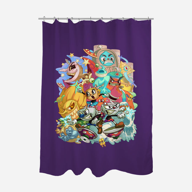 Cuphead Party-none polyester shower curtain-Ca Mask