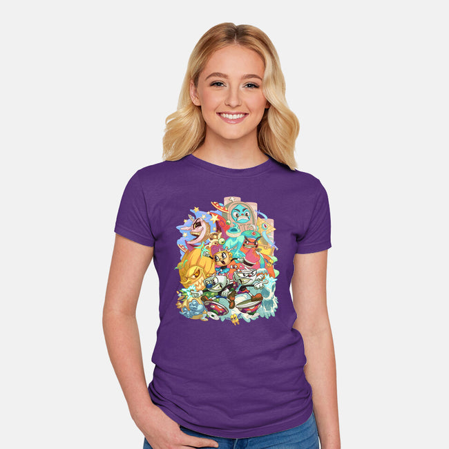 Cuphead Party-womens fitted tee-Ca Mask