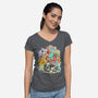 Cuphead Party-womens v-neck tee-Ca Mask