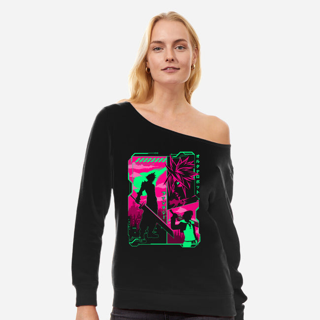 Fantasy Manga-womens off shoulder sweatshirt-albertocubatas