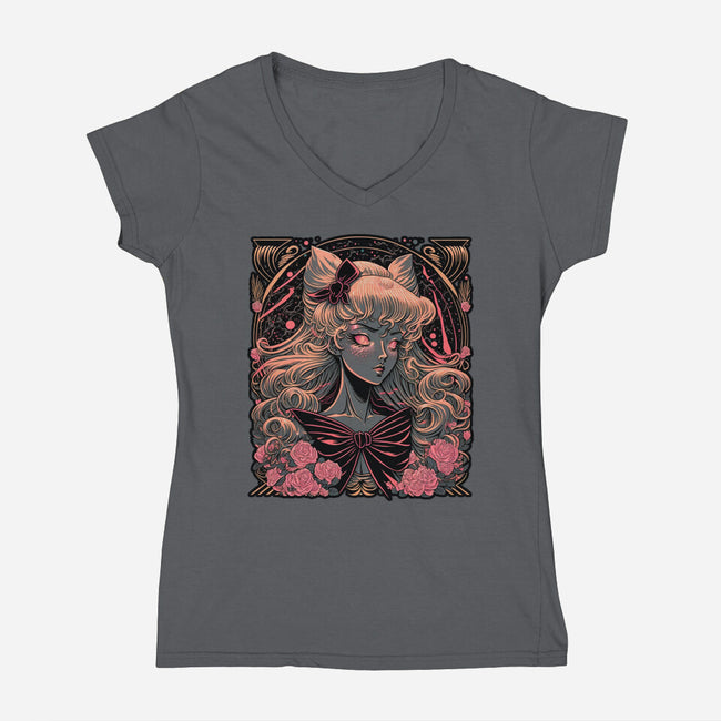 The Black Lady-womens v-neck tee-Syiavri