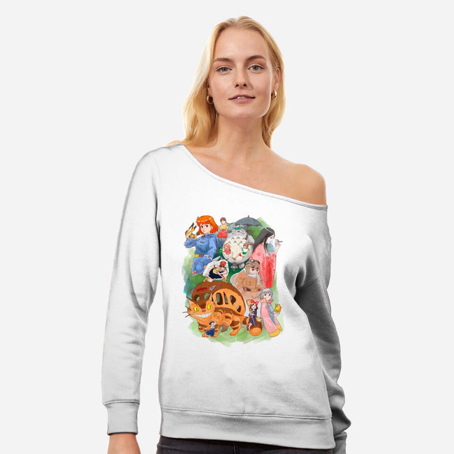 Compilation World-womens off shoulder sweatshirt-ArchiriUsagi