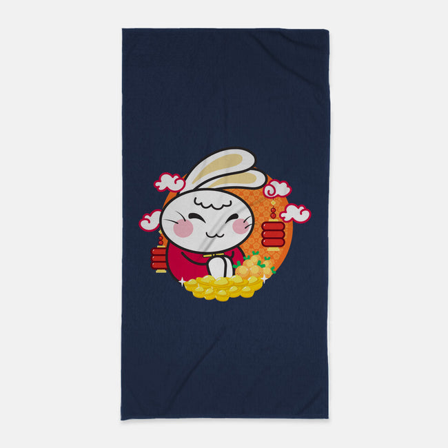 Lucky New Year Bunny-none beach towel-bloomgrace28