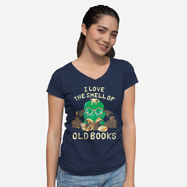 Old Books-womens v-neck tee-naomori