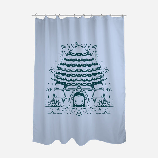 Junimo Hut-none polyester shower curtain-Alundrart