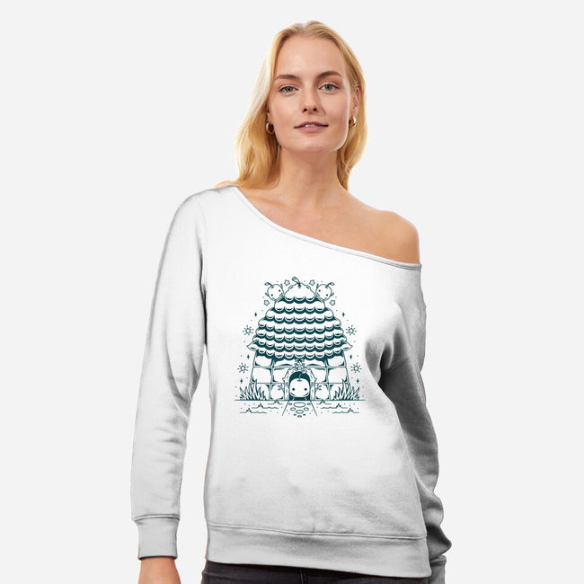 Junimo Hut-womens off shoulder sweatshirt-Alundrart