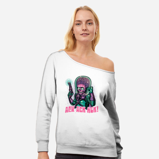 Greetings From Mars-womens off shoulder sweatshirt-glitchygorilla