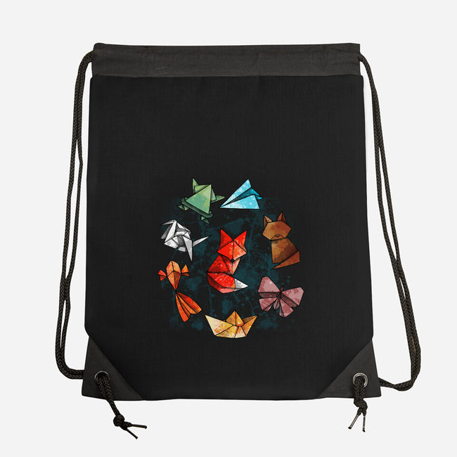 Origami Animals-none drawstring bag-Vallina84