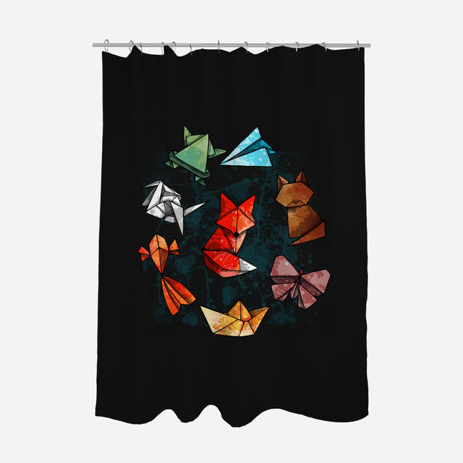 Origami Animals-none polyester shower curtain-Vallina84