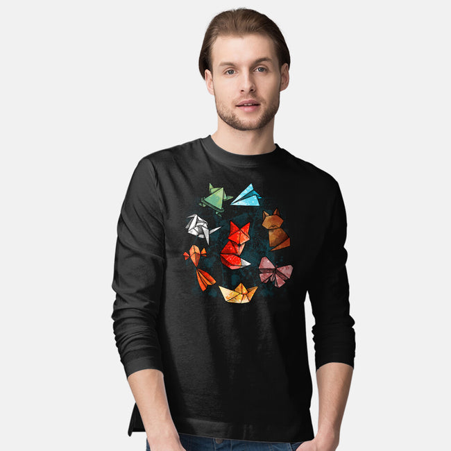 Origami Animals-mens long sleeved tee-Vallina84