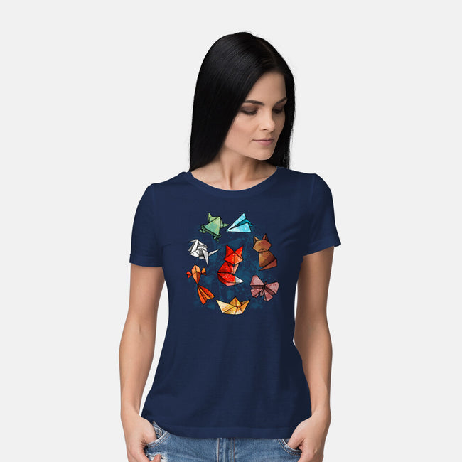 Origami Animals-womens basic tee-Vallina84