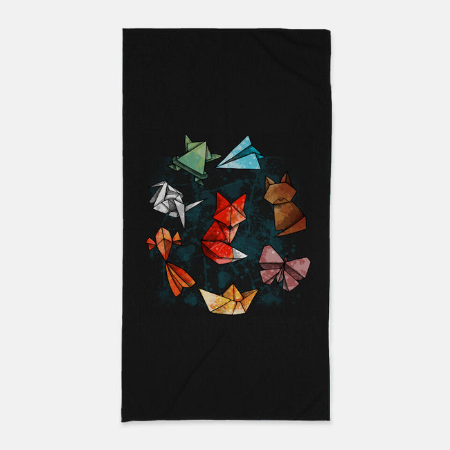 Origami Animals-none beach towel-Vallina84