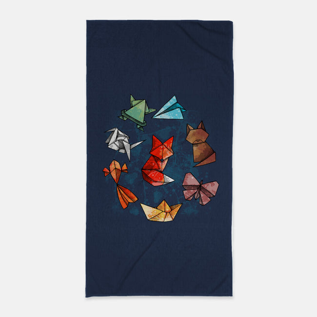 Origami Animals-none beach towel-Vallina84