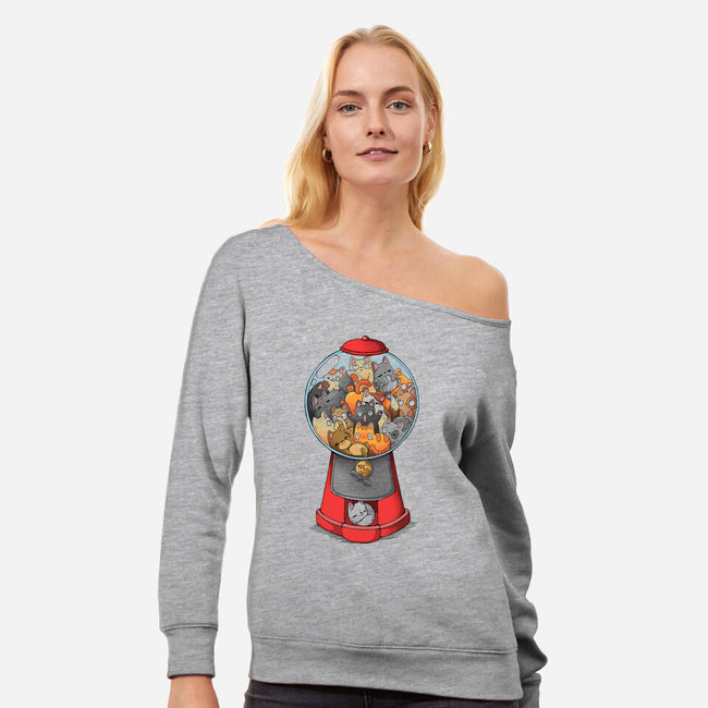 Cat Candies-womens off shoulder sweatshirt-Vallina84