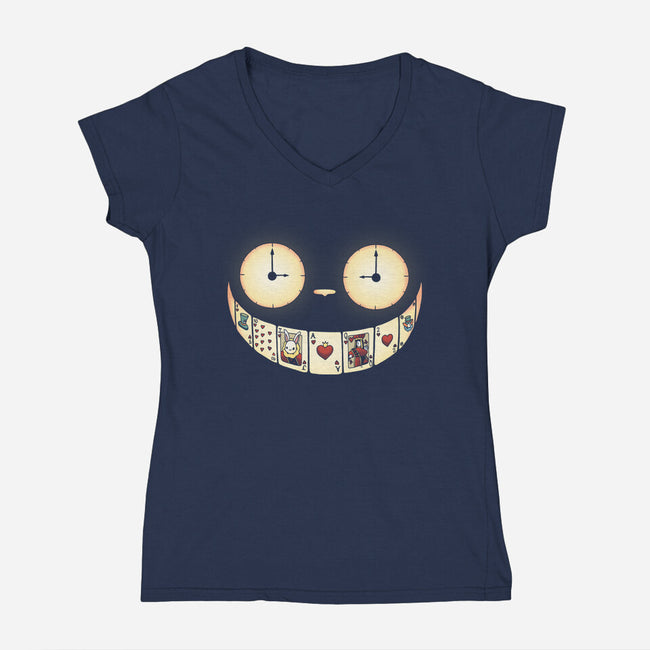 Cheshire Smile-womens v-neck tee-Vallina84