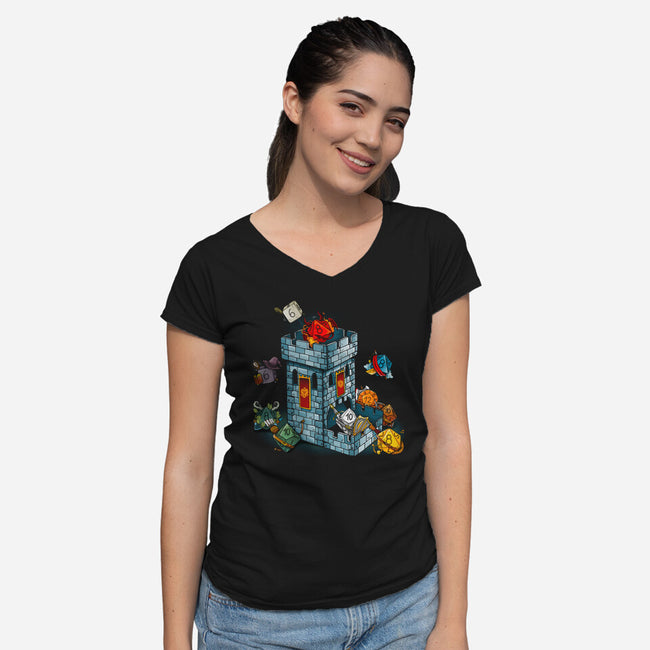 Dice Tower-womens v-neck tee-Vallina84