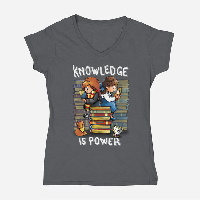 Knowledge Is Power-womens v-neck tee-Vallina84