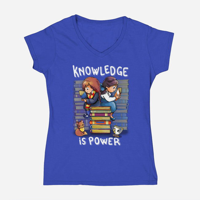 Knowledge Is Power-womens v-neck tee-Vallina84