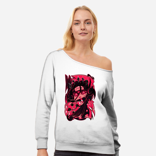 The Crow Eyes-womens off shoulder sweatshirt-Kabuto Studio
