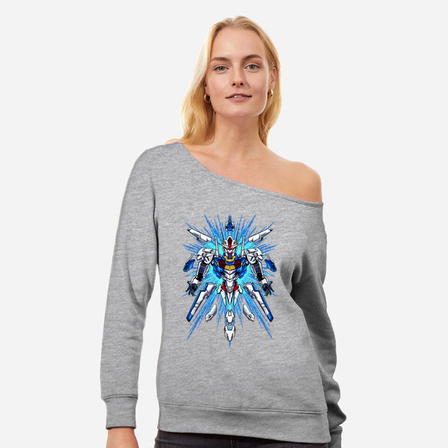 Witch Gundam-womens off shoulder sweatshirt-spoilerinc