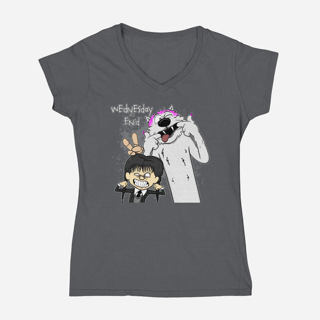 Wednesday & Enid-womens v-neck tee-MarianoSan