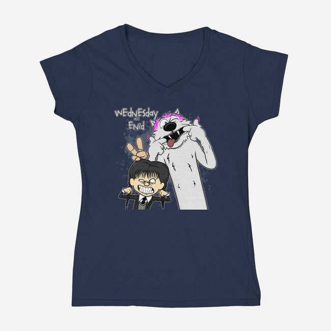 Wednesday & Enid-womens v-neck tee-MarianoSan