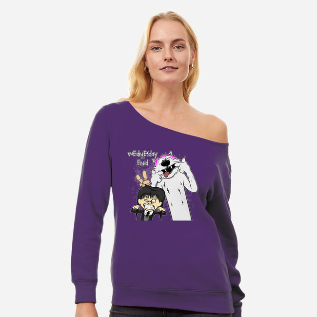 Wednesday & Enid-womens off shoulder sweatshirt-MarianoSan