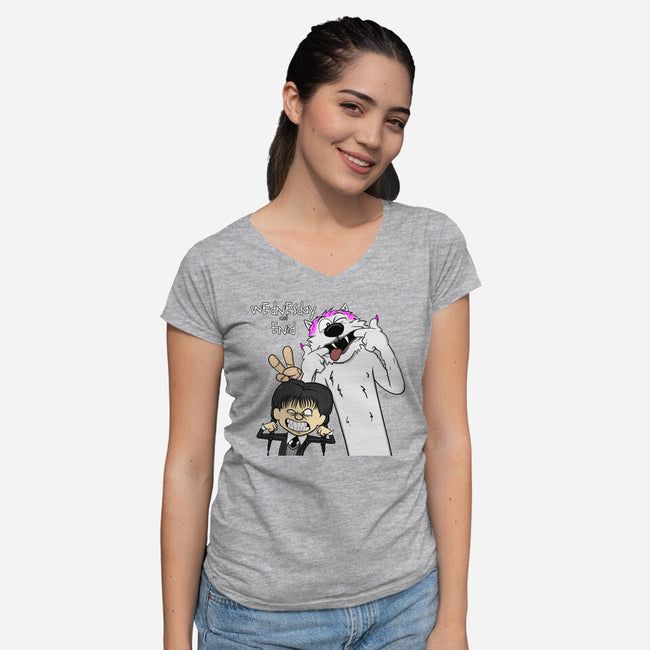 Wednesday & Enid-womens v-neck tee-MarianoSan