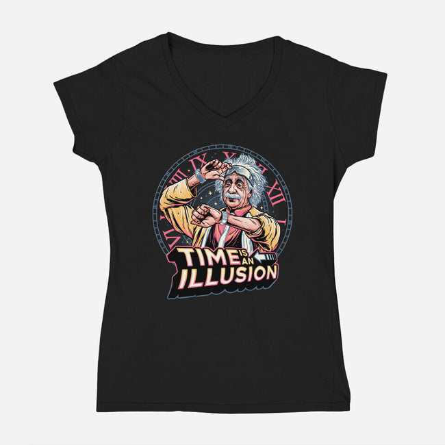 Time Is An Illusion-womens v-neck tee-momma_gorilla