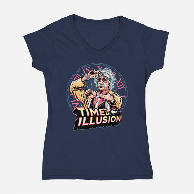 Time Is An Illusion-womens v-neck tee-momma_gorilla
