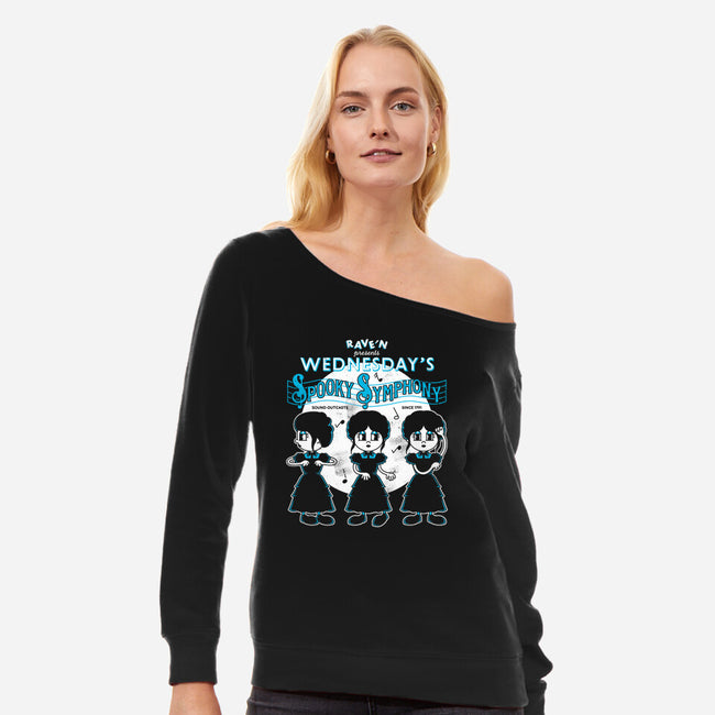 Spooky Symphony-womens off shoulder sweatshirt-paulagarcia